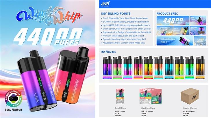 Jnr WindWhip 44000 Puff Disposable Vape factory